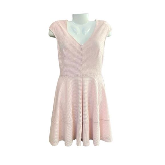 Bar III Women's Blush/Pink Mesh Back Zip Fit & Flare Skater Dress Feminine SZ M - Picture 2 of 10